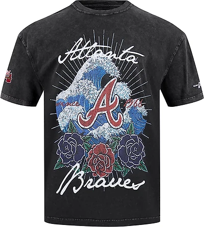 Pro Standard Men's Atlanta Braves Wave and Roses CJ Drop Shoulder Short Sleeve T-shirt