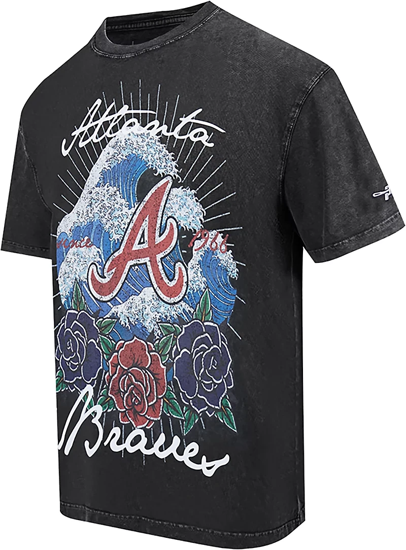 Pro Standard Men's Atlanta Braves Wave and Roses CJ Drop Shoulder Short Sleeve T-shirt