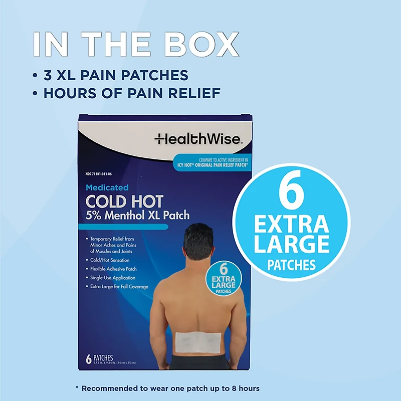 HealthWise Cold Hot Medicated XL Patch 6ct