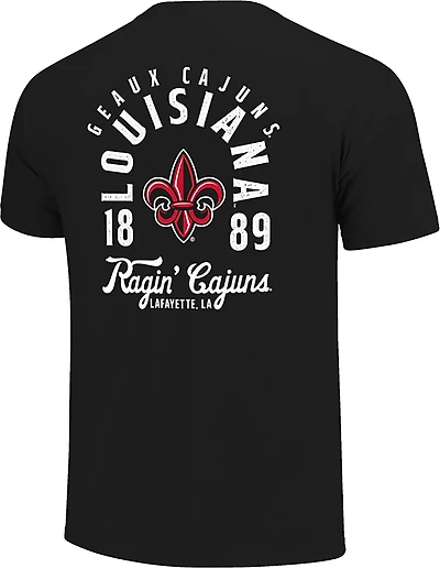 Image One Men's University of Louisiana at Lafayette Script Tail Mascot Overlay Comfort Colors T-shirt