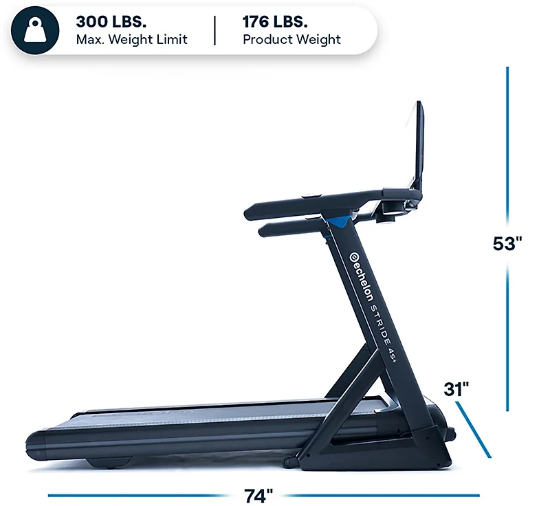 Echelon Stride 4S Treadmill with 22” Class HD Touchscreen and Smart Connectivity