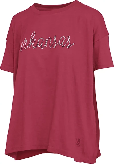 Pressbox Women's University of Arkansas Swirl Script Oversized Graphic T-shirt