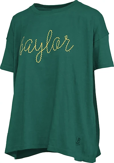 Pressbox Women's Baylor University Swirl Script Oversized Graphic T-shirt