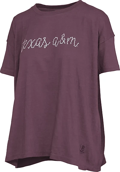Pressbox Women's Texas A&M University Swirl Script Oversized Graphic T-shirt