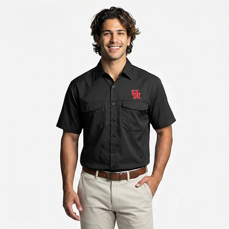Antigua Men's University of Houston Game Day Woven Fishing Shirt