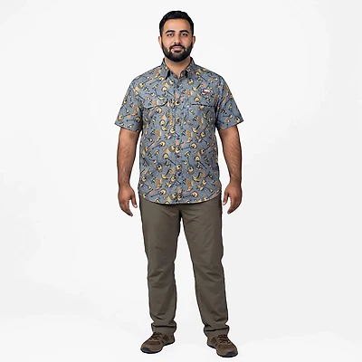 Magellan Outdoors Men's FishGear Local State Texas Print Short Sleeve Button-Down Shirt