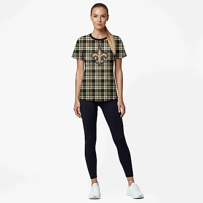 New Era Women's Saints Plaid Boxy Crop T-shirt