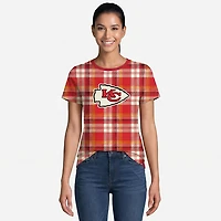 New Era Women's Chiefs Plaid Boxy Crop T-shirt