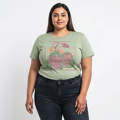 Live Outside the Limits Women's Floral Snake Oversized Graphic T-shirt