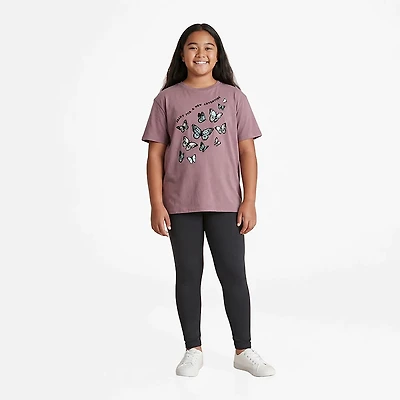 BCG Girls' Lifestyle Cotton Boxy Floating Butterfly Tee