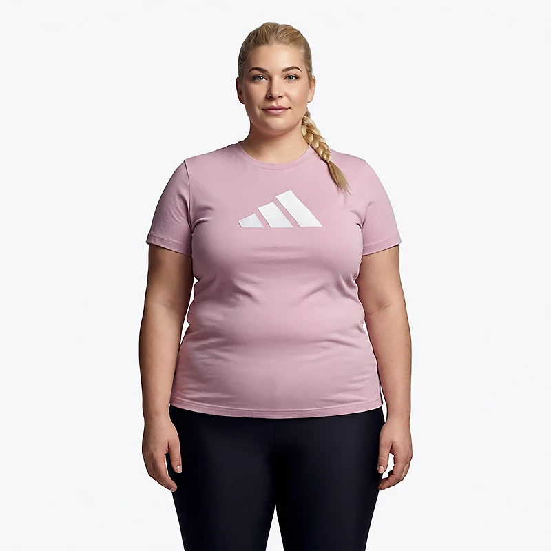 adidas Women's Textured Gingham Big Logo Graphic T-shirt