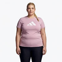 adidas Women's Textured Gingham Big Logo Graphic T-shirt
