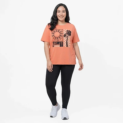 Live Outside the Limits Women's Beach Vibes Oversized Graphic T-shirt