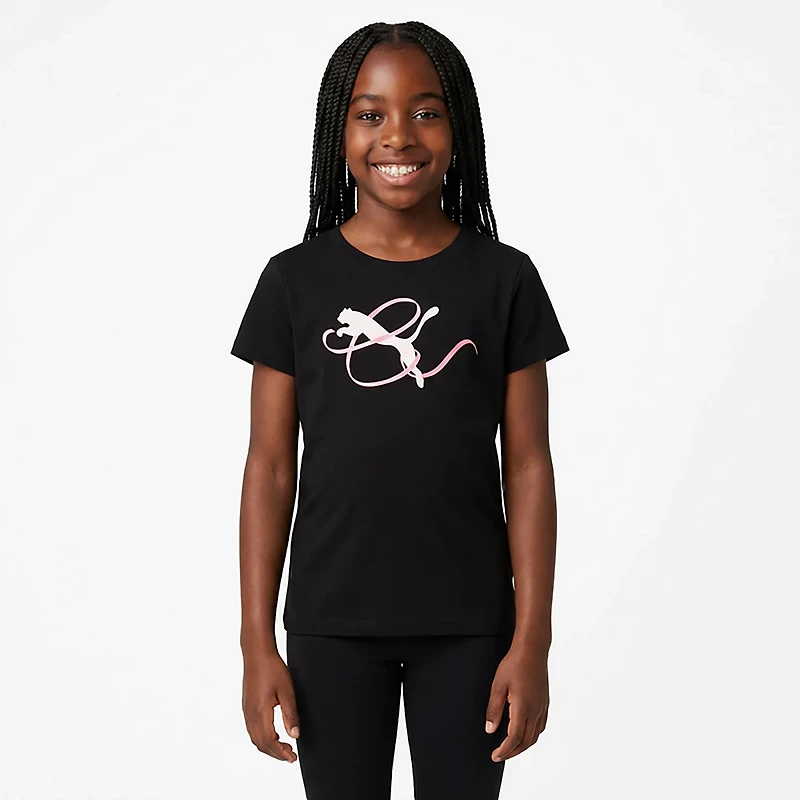 PUMA Girls’ Bow Society Pack Cotton/Spandex T-shirt