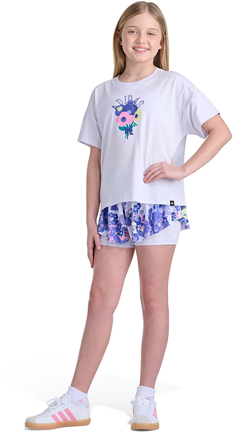 adidas Girls' AOP Flowy Shorts