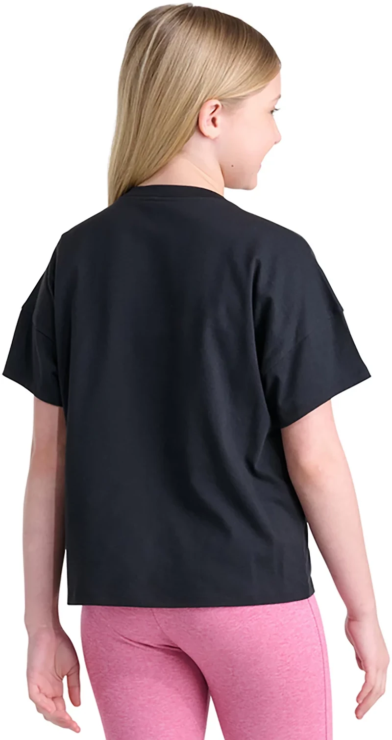 adidas Girls' Soccer Ball Drop Shoulder Short Sleeve T-shirt