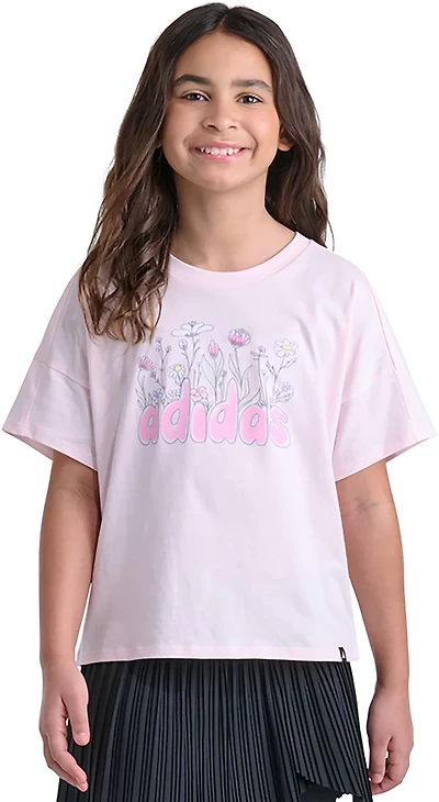 adidas Girls' Wildflower Drop Shoulder Short Sleeve T-shirt