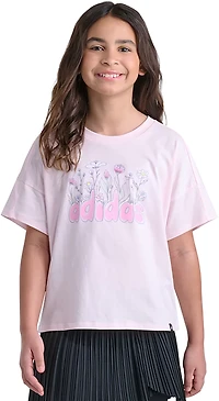 adidas Girls' Wildflower Drop Shoulder Short Sleeve T-shirt
