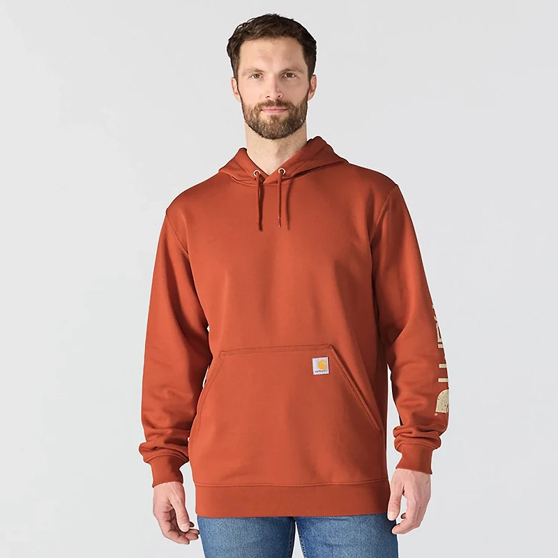 Carhartt Men's Loose Fit Midweight Signature Sleeve Logo Hooded Sweatshirt