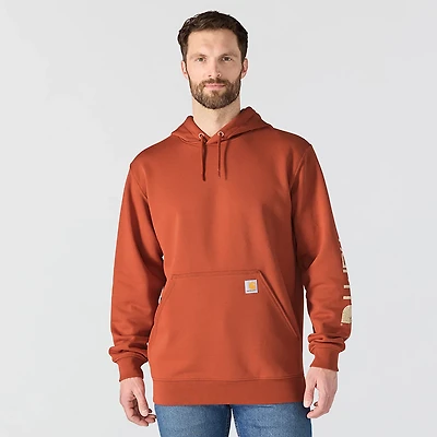 Carhartt Men's Loose Fit Midweight Signature Sleeve Logo Hooded Sweatshirt