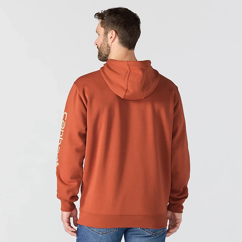 Carhartt Men's Loose Fit Midweight Signature Sleeve Logo Hooded Sweatshirt