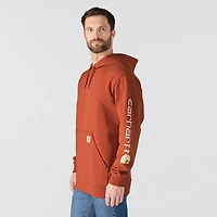 Carhartt Men's Loose Fit Midweight Signature Sleeve Logo Hooded Sweatshirt