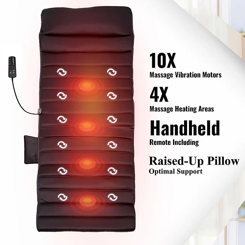 Carepeutic Targeted Zone Deluxe Full Body Vibration Massage Mat with Heat
