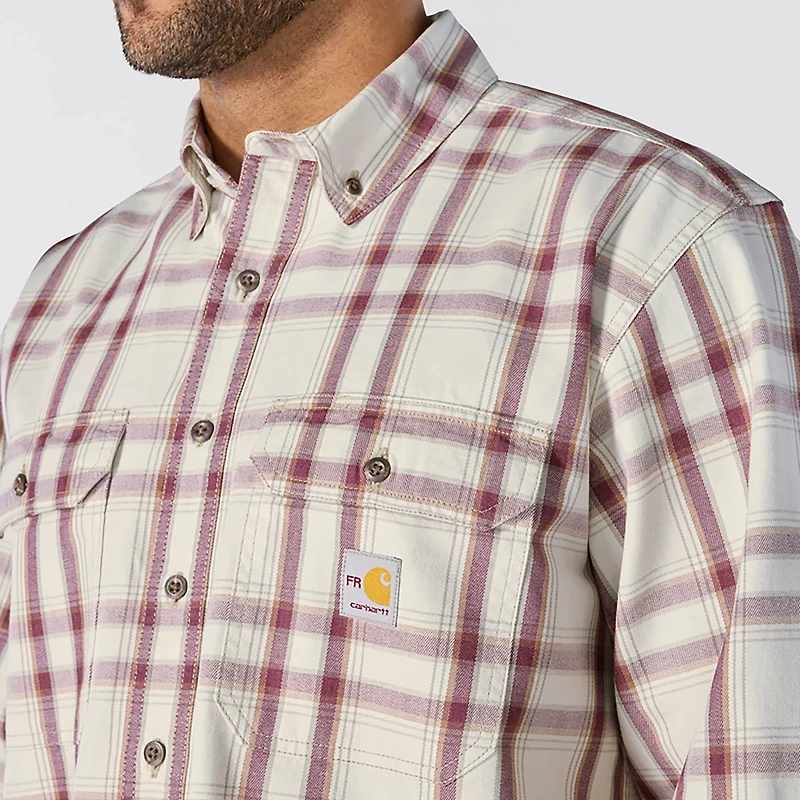 Carhartt Men's Flame-Resistant Force Rugged Flex Loose Fit Midweight Twill Plaid Shirt