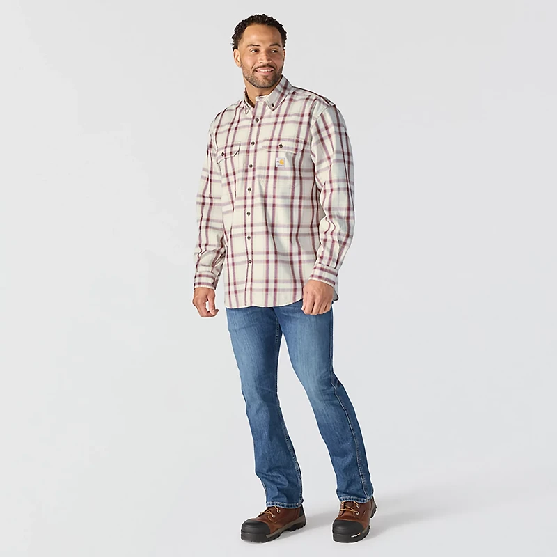 Carhartt Men's Flame-Resistant Force Rugged Flex Loose Fit Midweight Twill Plaid Shirt