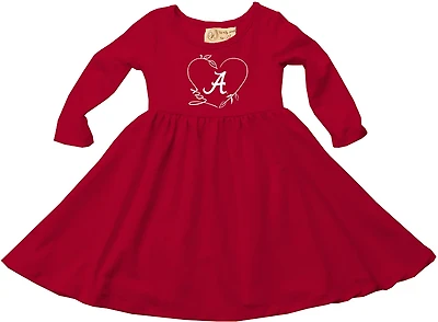 Wes & Willy Toddler Girls' University of Alabama School Heart Long Sleeve Twirl Dress