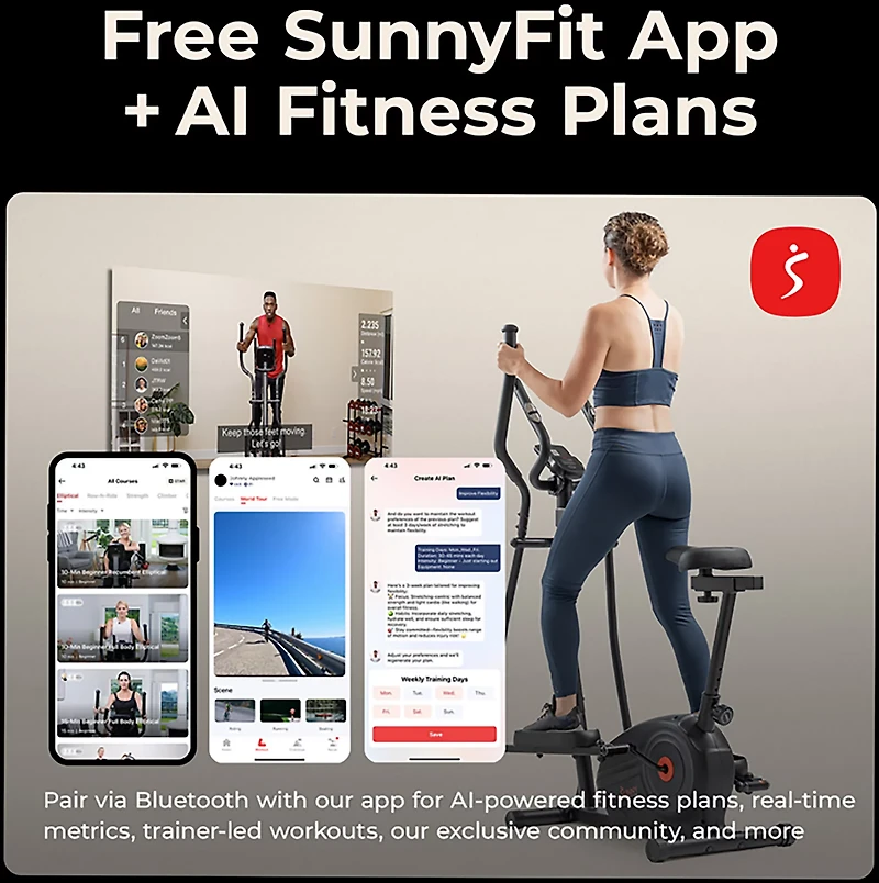 Sunny Health & Fitness 2-in-1 Cross Trainer Elliptical