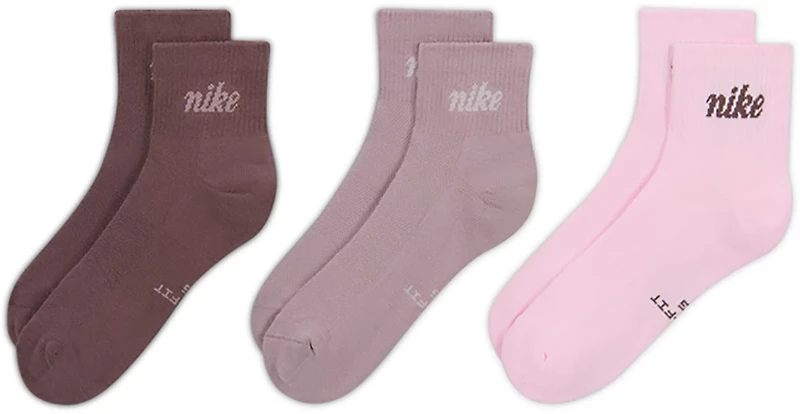 Nike Adult Everyday Elevated Signature Quarter Socks 3 Pack