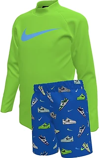 Nike Boys’ Solid Long Sleeve Hydroguard and Multi Sneaker 5" Volley Set