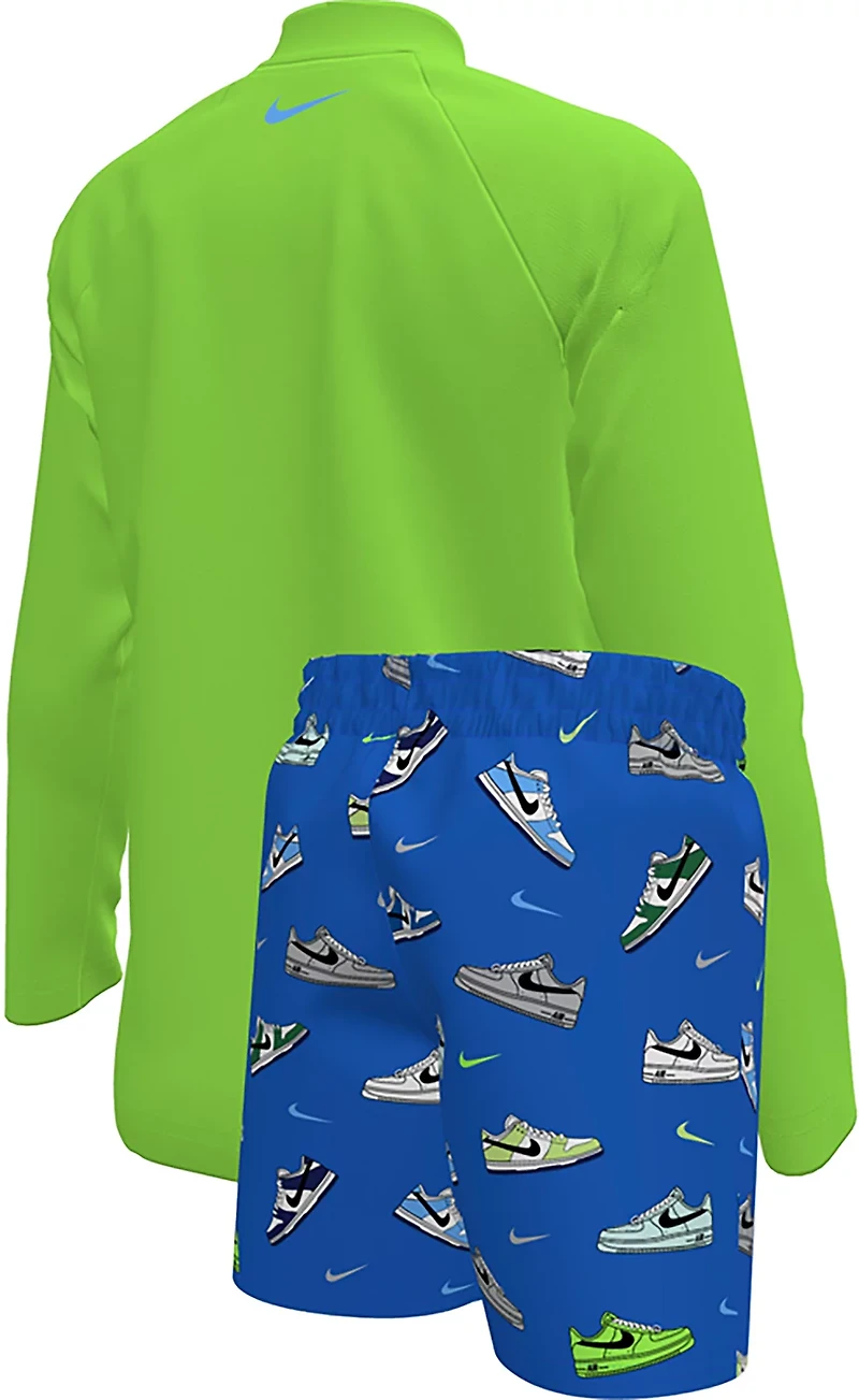 Nike Boys’ Solid Long Sleeve Hydroguard and Multi Sneaker 5" Volley Set