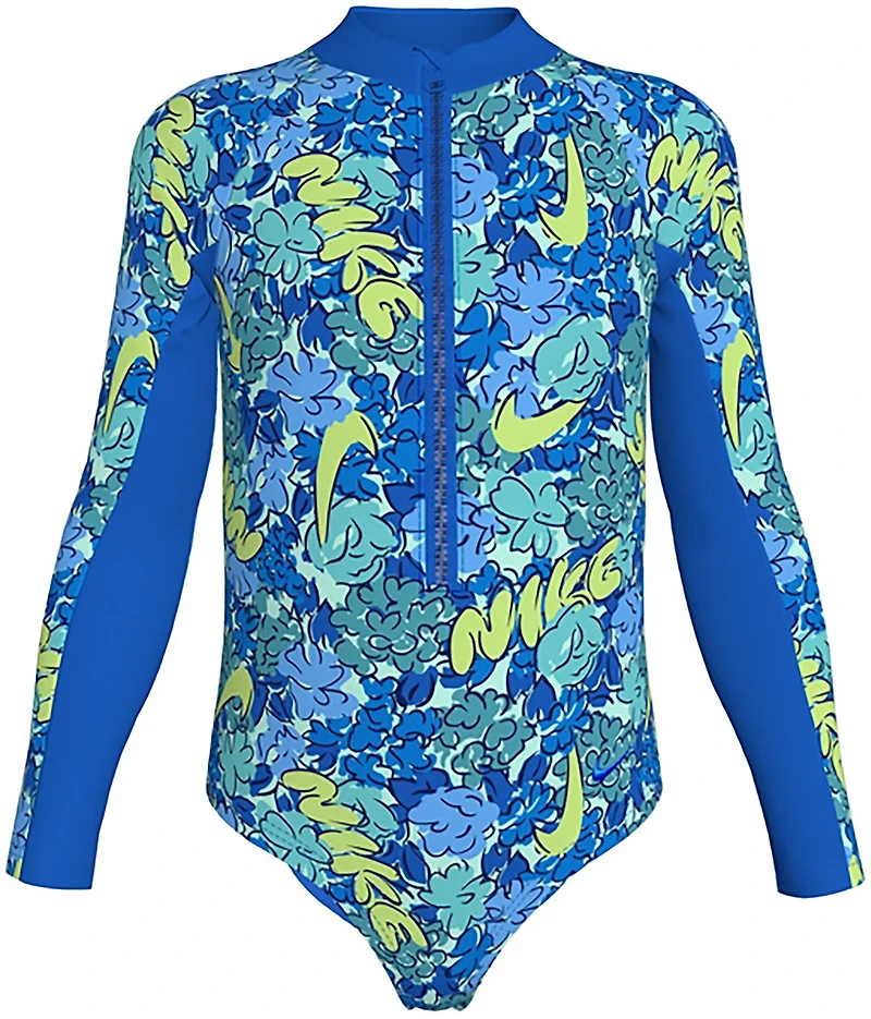 Nike Girls' 4-6X Doodle Floral Long Sleeve 1-Piece Swimsuit