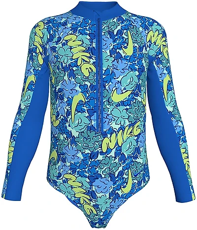 Nike Girls' 4-6X Doodle Floral Long Sleeve 1-Piece Swimsuit