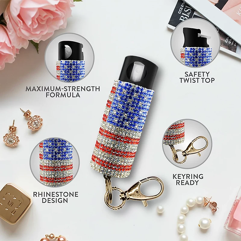Guard Dog Bling It On USA Keychain Pepper Spray
