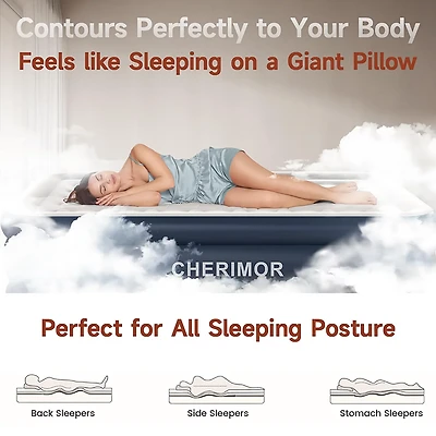 Cherimor 18 in. King Airbed with Built‑In Pump