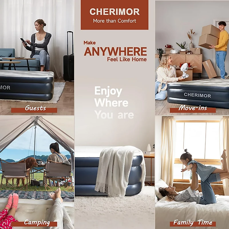 Cherimor 18 in. King Airbed with Built‑In Pump