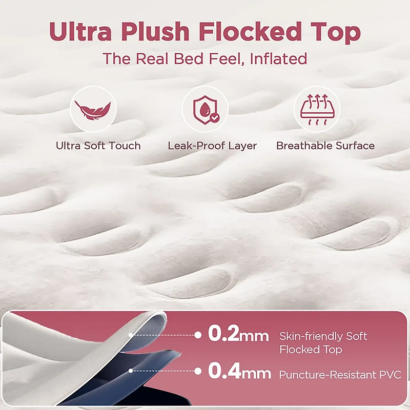 Cherimor 18 in. King Airbed with Built‑In Pump