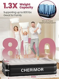 Cherimor 18 in. Queen Airbed with Built‑In Pump