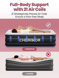 Cherimor 18 in. Series Twin XL Airbed with Built‑In Pump and Pillow‑Top Surface