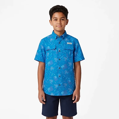 Magellan Outdoors Boys' Laguna Madre Americana Print Short Sleeve Fishing Shirt