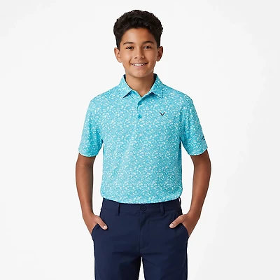 Callaway Boys' Tropical Music Allover Print Polo Shirt