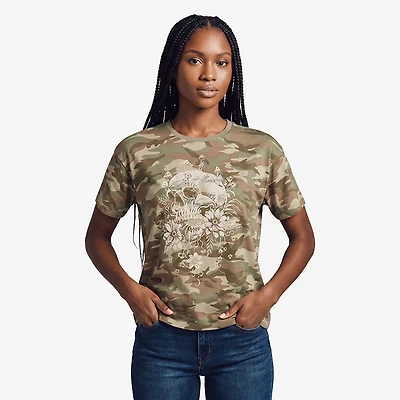 Live Outside the Limits Women's Mushroom Skull Oversized Graphic T-shirt