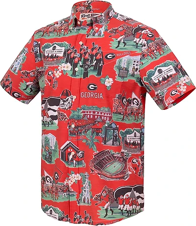 Reyn Spooner Men's Georgia Bulldogs Scenic Performance Button Down Short Sleeve Shirt