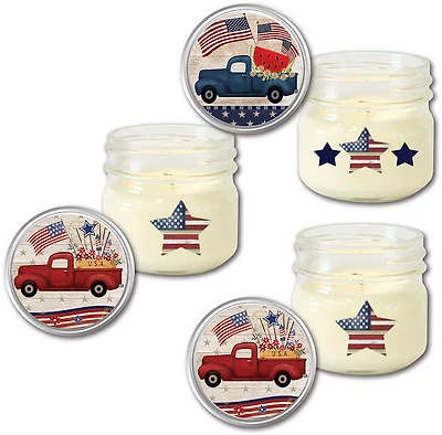 Courtside Market Celebrate 250 Patriotic Blue/Red Truck 4 oz Citronella Soy Wax Candle 3-Piece Set with Wounded Warrior Project