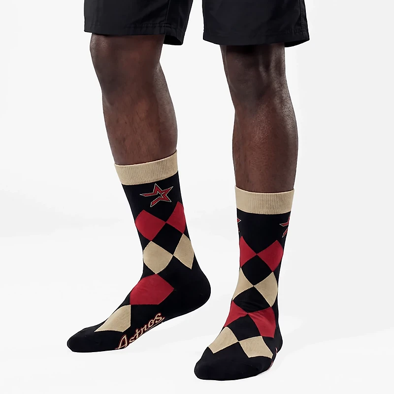 For Bare Feet Adults' Houston Astros Cooperstown Big Argyle Crew Socks