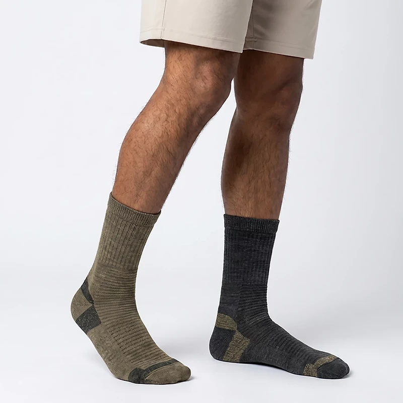 Magellan Outdoors Men's Broken Stripe Hiker Crew Socks 2-pack