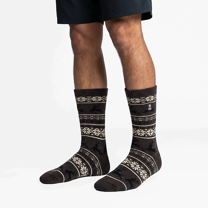 Heat Holders Men's Lite Jasper Holiday Deer Outdoor Crew Socks
